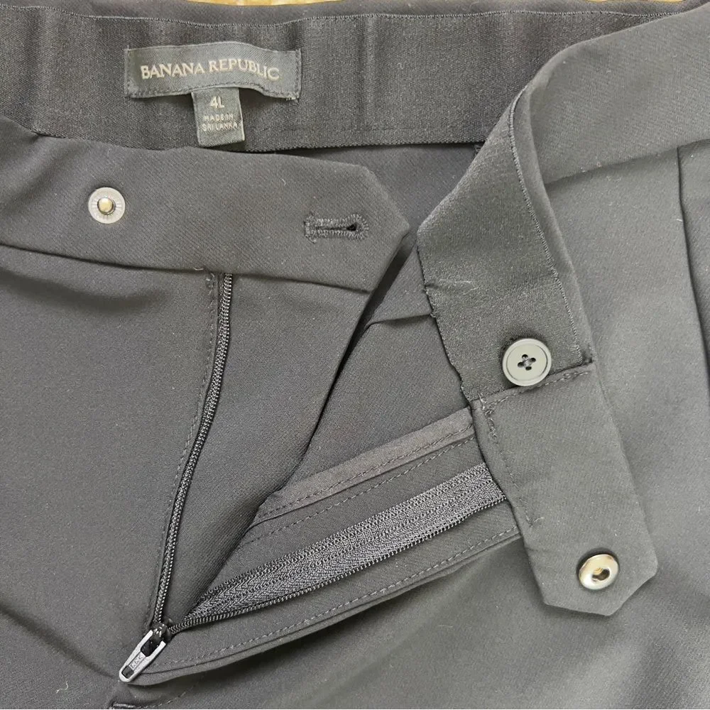 BANANA REPUBLIC EUC Nylon Dress Pants Slacks Straight Leg Trousers Black Size 4L